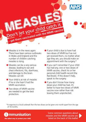 Measles - don't let your child catch it (GP flyer)