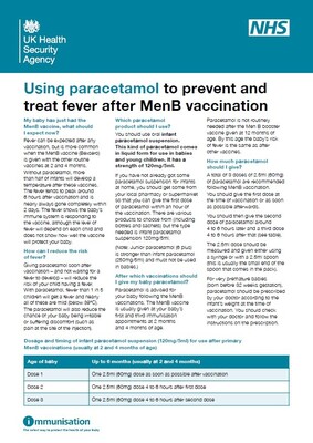 Using paracetamol to prevent and treat fever after MenB vaccination