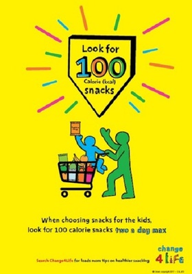 Look for 100 calorie snacks (A4 poster)