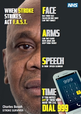 When stroke strikes act F.A.S.T - Charles Bosah (A4 poster)