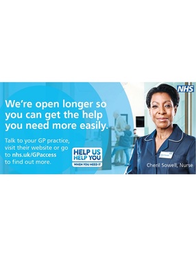 We're open for longer so you can get the help you need more easily (Nurse static banner)