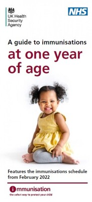 Immunisations at one year of age - features the immunisation schedule from  February 2022