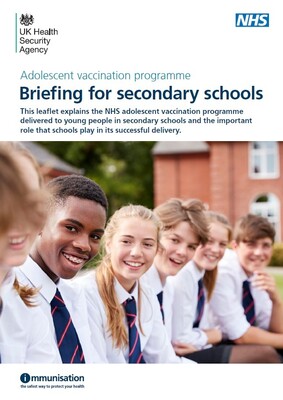 Adolescent vaccination programme - briefing for secondary schools (booklet)