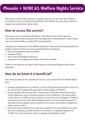 Phoenix & NORCAS welfare rights service (A4)