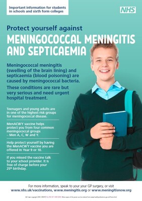 Protect yourself against meningococcal meningitis and septicemia - schools and sixth forms(A3 poster)