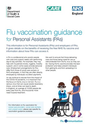 Flu vaccination guidance for Personal Assistants (PAs)