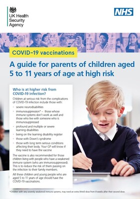 A guide for parents of children aged 5 to 11 years of age at high risk (A5 booklet)