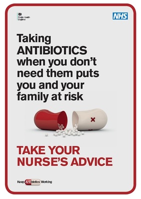 Taking antibiotics when you don't need them puts you and your family at risk (A4 Nurse poster)