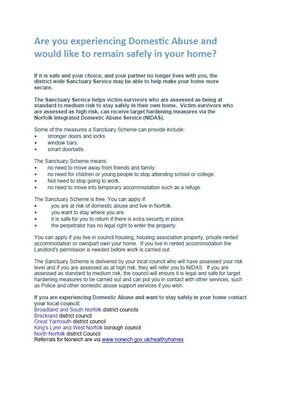 Are you experiencing domestic abuse and would like to remain safely in your home? (factsheet)