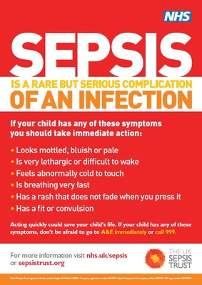 Sepsis is a rare but serious complication of an infection