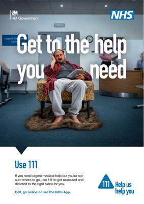 Get to the help you need - man on I-pad (A4 poster)