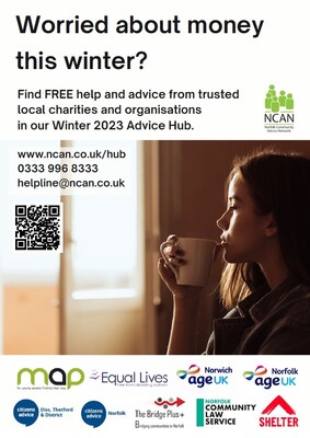 Worried about money this winter? - young woman (A4 poster)