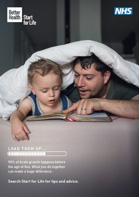 Load them up - dad and child reading (A4 poster)