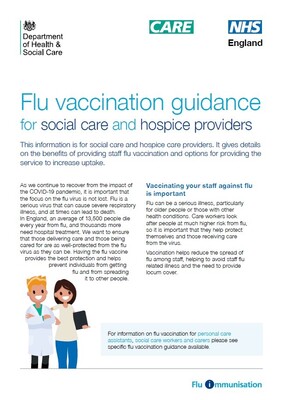 Flu vaccination guidance for social care and hospice providers (booklet)
