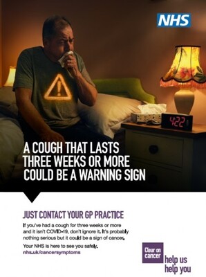 A cough that lasts 3 weeks or more could be a warning sign - bedroom (A4 poster)