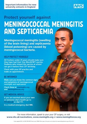 Protect yourself against meningococcal meningitis and septicaemia - university entrants (A3 poster)