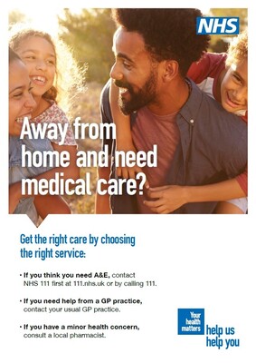 Away from home and need medical care? (A4 poster)