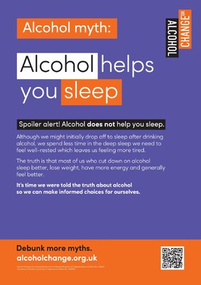 Alcohol myth : alcohol helps you sleep (A4 poster)
