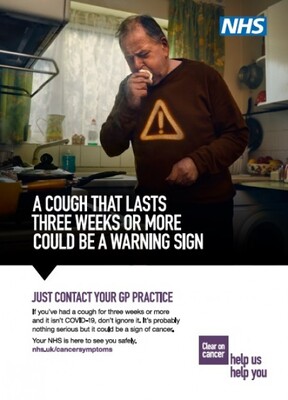 A cough that lasts 3 weeks or more could be a warning sign - kitchen (A4 poster)