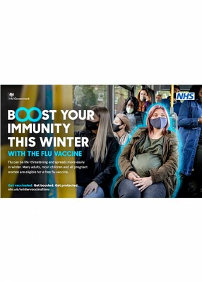 Boost your immunity this winter - pregnant mum on bus (digital screen)