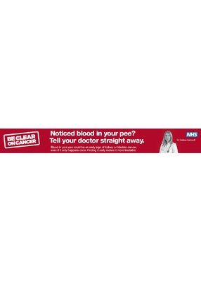 Noticed blood in your pee? Tell your doctor straight away (web banner 2, no URL)