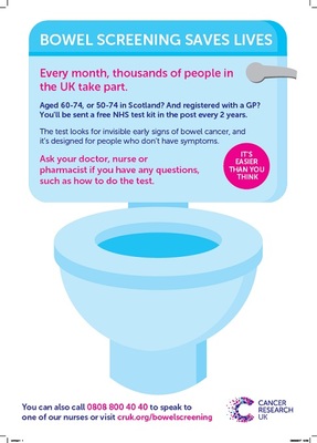 Bowel screening saves lives (A3 poster)