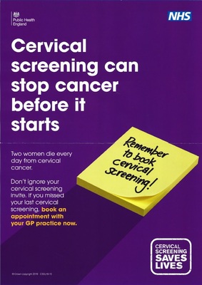 Cervical screening can stop cancer before it starts (A3 poster)