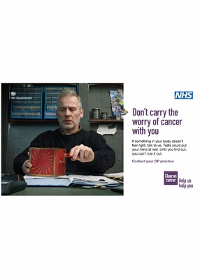 Don't carry the worry of cancer with you - man (digital screen)
