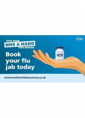 Book your flu jab today (reception TV screen)