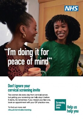 I'm doing it for peace of mind - don't ignore your cervical screening invite (A4 poster)