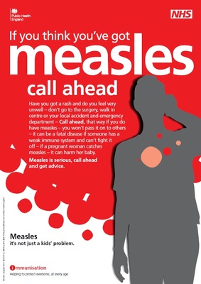 If you think you've got measles call ahead (A3 poster)