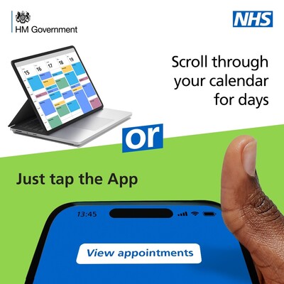 Scroll through your calendar for days - NHS App (social media static)