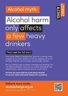 Alcohol myth : alcohol harm only affects a few heavy drinkers (A4 poster)