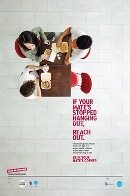 If your mate's stopped hanging out, reach out (lunch - A3 poster)