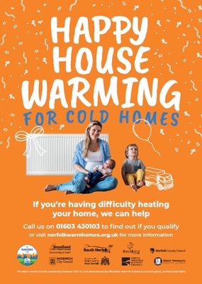 Happy house warming for cold homes - family (A4 poster)