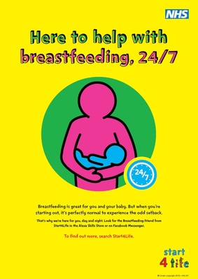 Here to help with breastfeeding 24/7 (A4 poster)