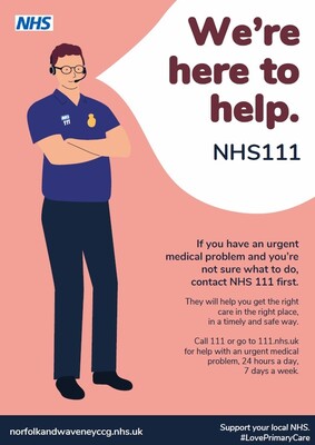 We're here to help - NHS 111 (flyer)